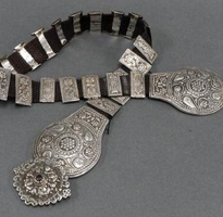 Ottoman Turkish Silver and Cabochon Mounted Belt